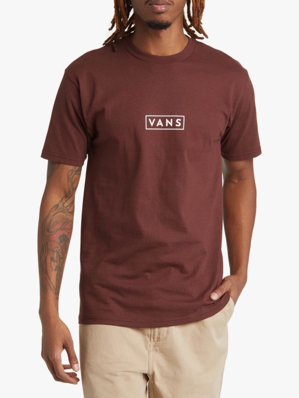 Vans Mauve Box Logo Tee with White Print